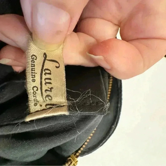 Vintage Laurel Corded Black Handbag Clutch Art Deco Design - Picture 7 of 10